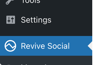 Revive Social As It Appears On The Wordpress Dashboard Left Navigation 